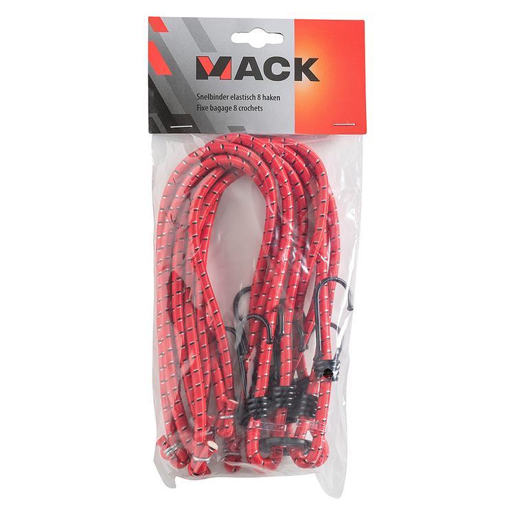 Mack 1006829 - Gummiband 8 Haken rot | 5 Stück