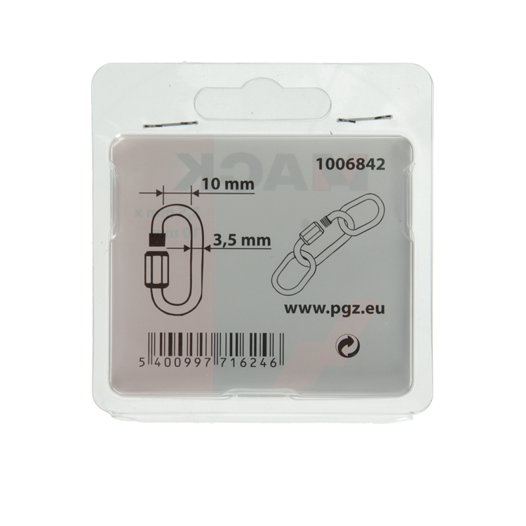 Mack 1006842 - 2 leere Glieder verzinkt + Mutter schwarz 3,5 mm | 5 Stück