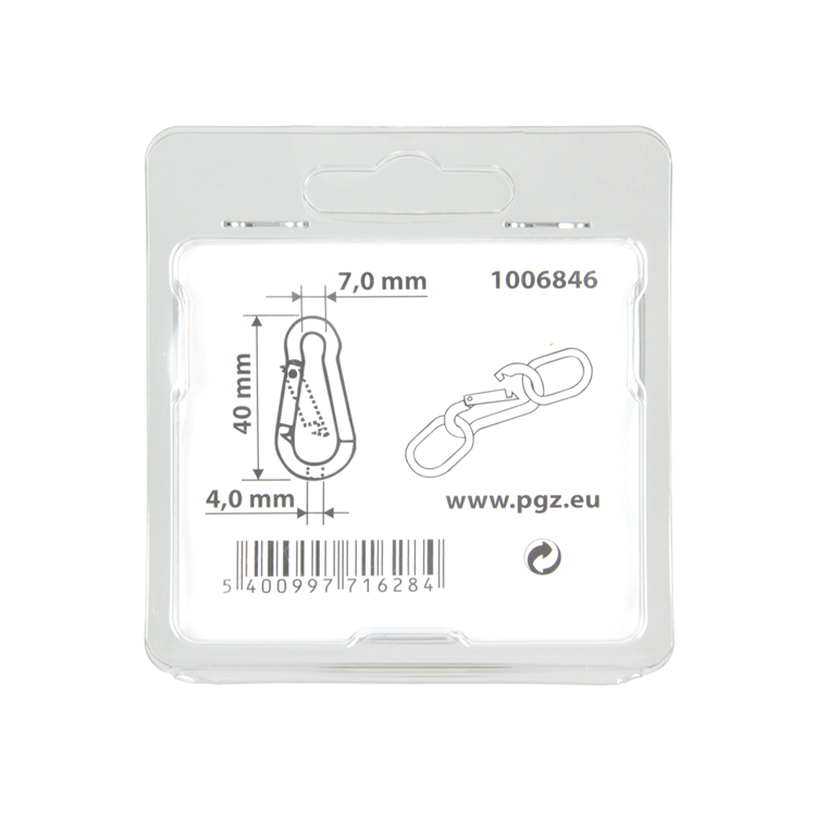 Mack 1006846 - 1 Karabiner + Feder verzinkt schwarz 40x4mm | 5 Stück