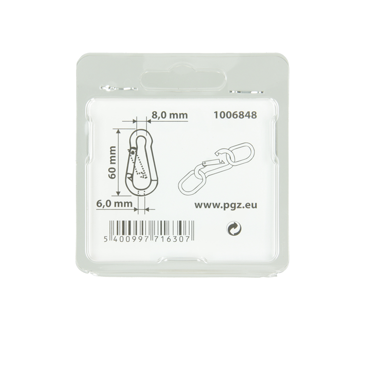Mack 1006848 - 1 Karabiner + Feder verzinkt schwarz 60x6mm | 5 Stück
