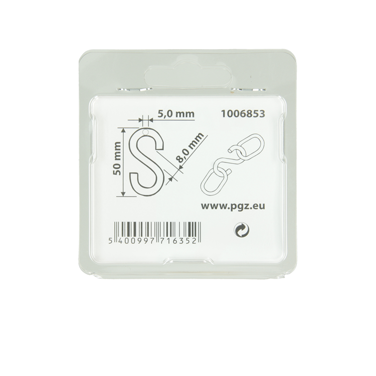 Mack 1006853 - 2 offene S-Haken verzinkt sw 5,0x45mm | 5 Stück