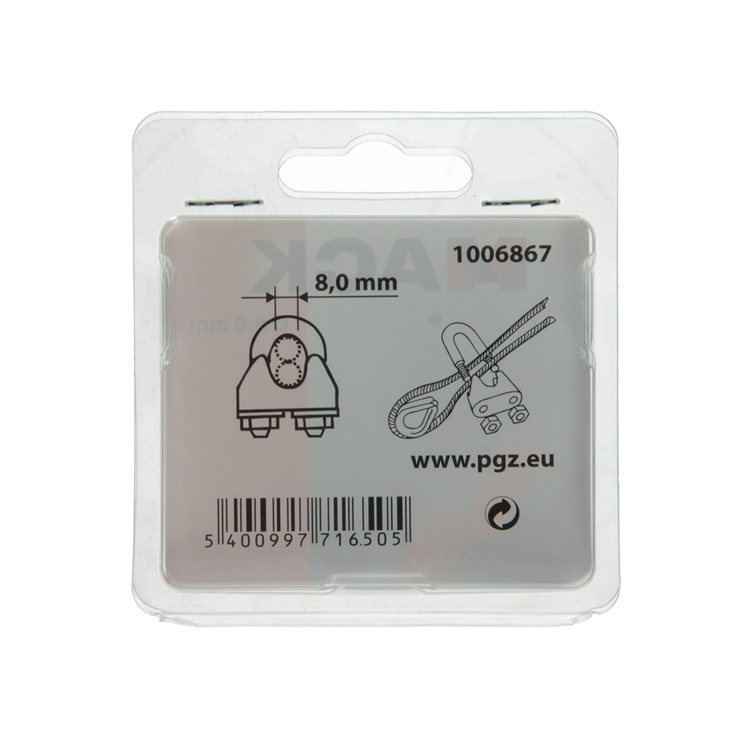 Mack 1006867 – 2 Stahldrahtklemmen Crosby verzinkt 8 mm schwarz | 5 Stück