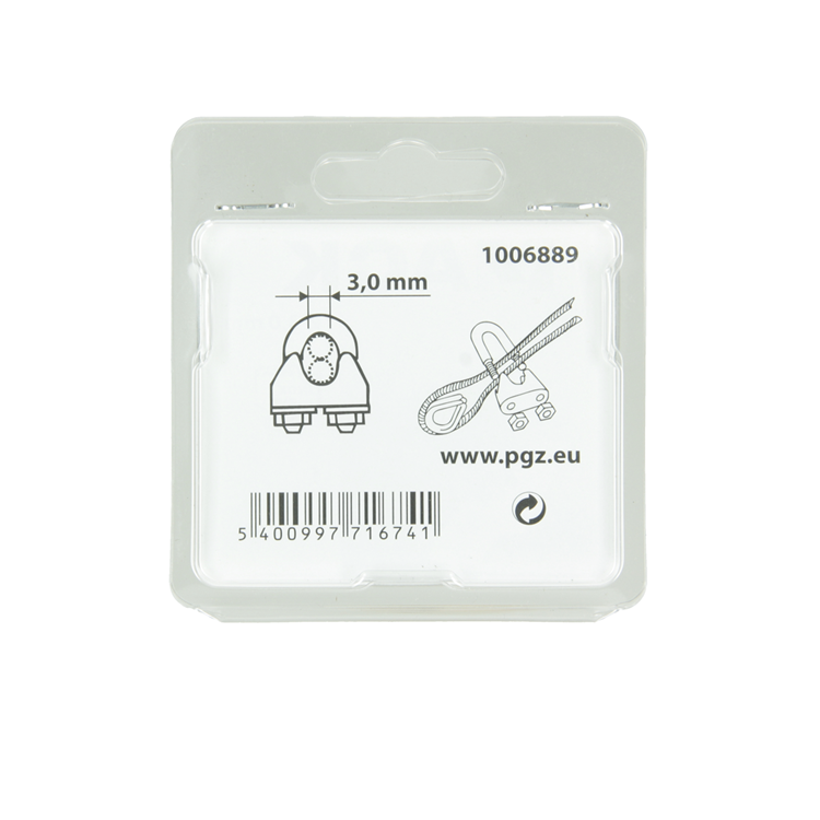 Mack 1006889 – 4 Stahldrahtklemmen Crosby Edelstahl 3 mm schwarz | 5 Stück