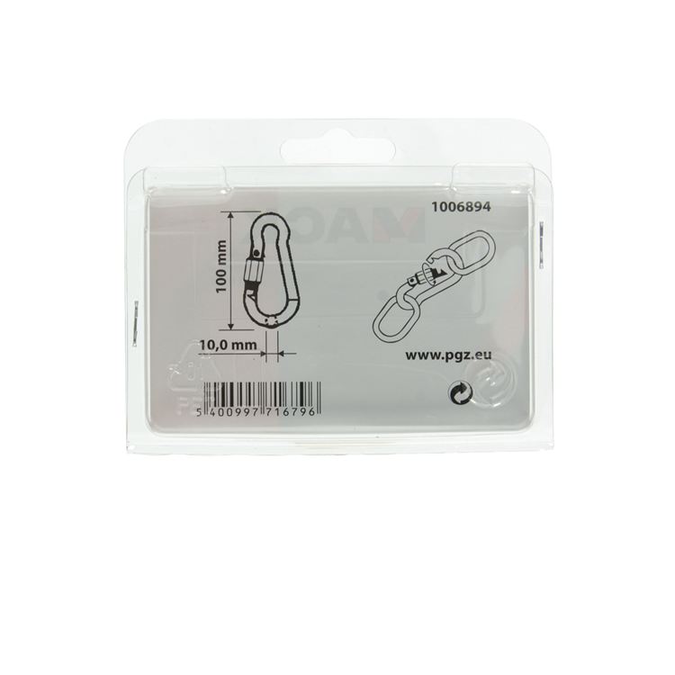Mack 1006894 – 1 Karabiner + Schloss. verzinkt 10mm schwarz | 5 Stück