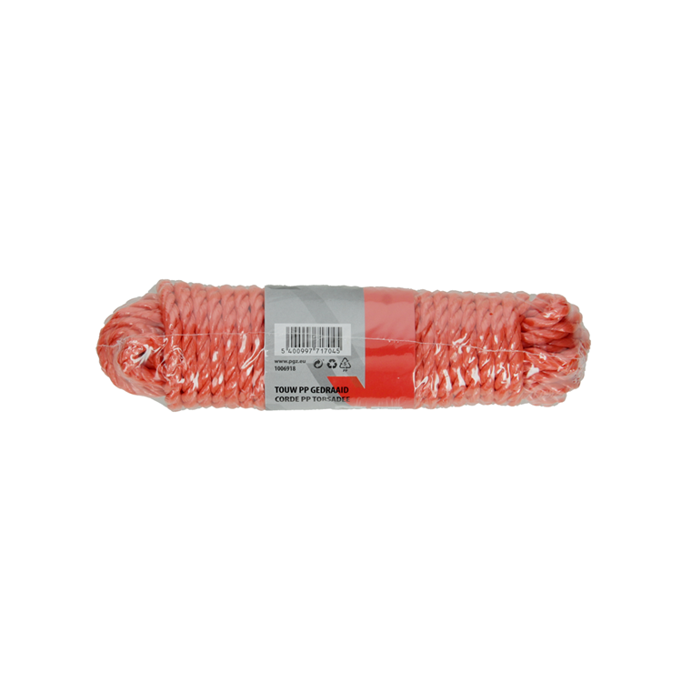 Mack 1006918 - PP gedrehter orangefarbener Strang 6 mm 10 m | 5 Stück