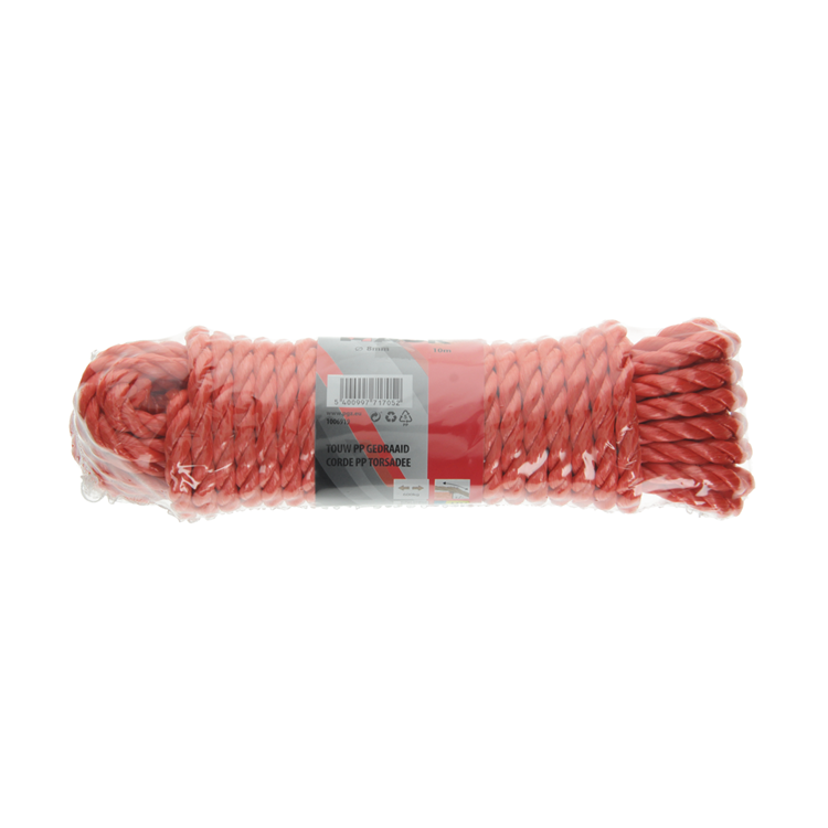 Mack 1006919 - PP gedrehter orangefarbener Strang 8 mm 10 m | 5 Stück