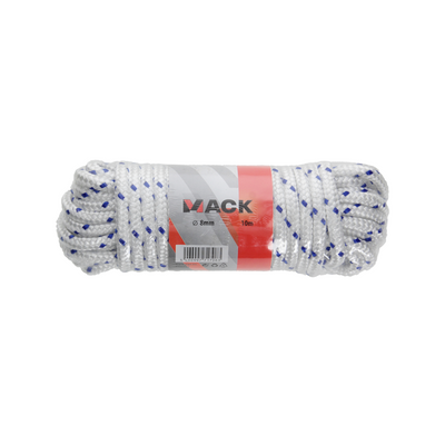 Mack 1006922 - PP-Geflecht, weiß, blau, Litze, 8 mm, 10 m | 5 Stück