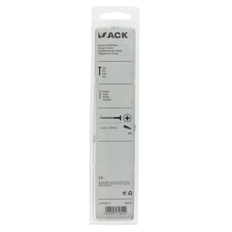 Mack 1006976 - Spanplattenschraube mit Kopf gelb verzinkt 4 Stück 6 x 140 mm | 5 Stück