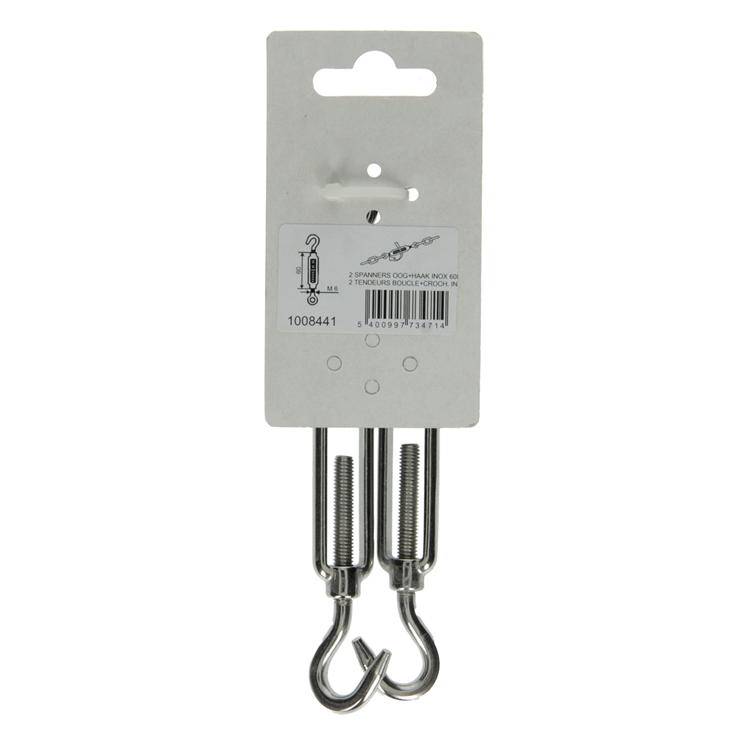 Mack 1008441 – 2 Spannösen + Haken M6 x 60 mm Edelstahl | 10 Stück