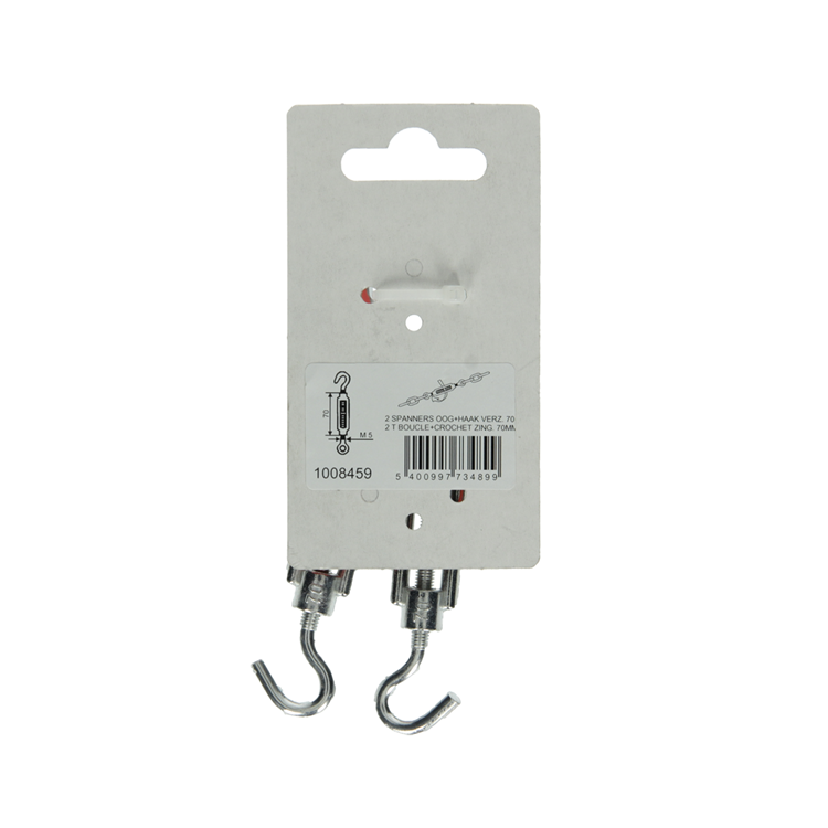 Mack 1008459 - 2 Spannösen + Haken M5 x 70 mm verzinkt | 10 Stück