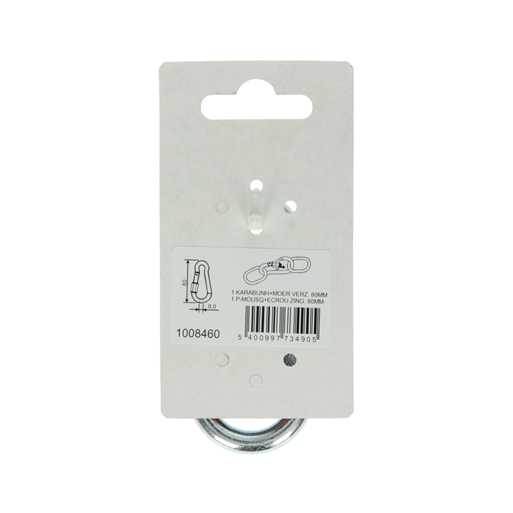 Mack 1008460 - 1 Karabiner + Verschlussband 8 x 80mm verzinkt | 10 Stück