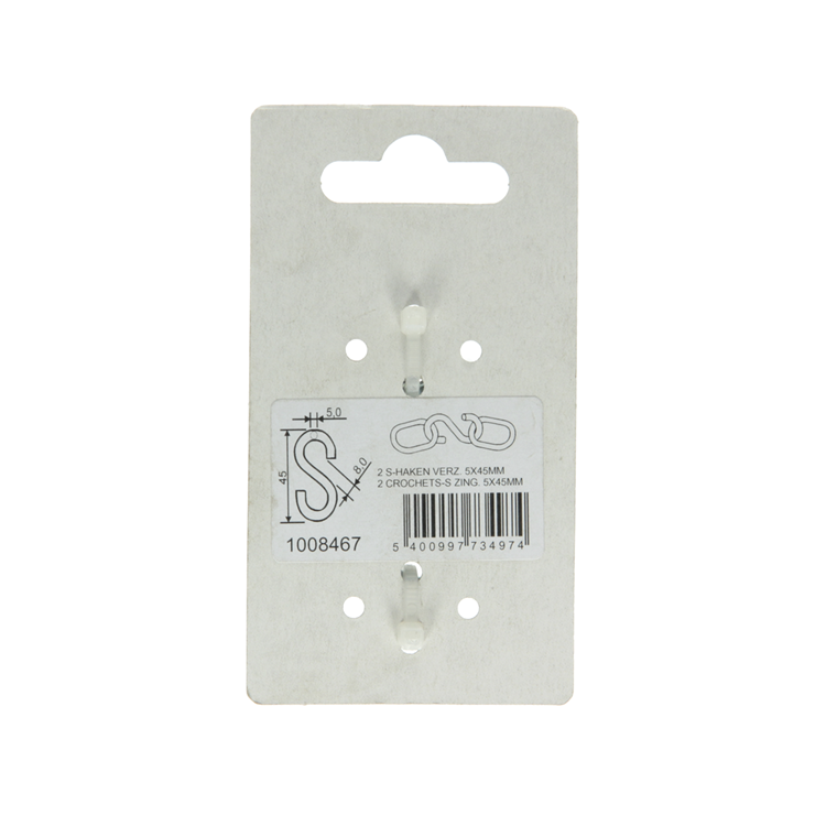 Mack 1008467 - 2 offene S-Haken 5,0 x 45 verzinkt | 10 Stück