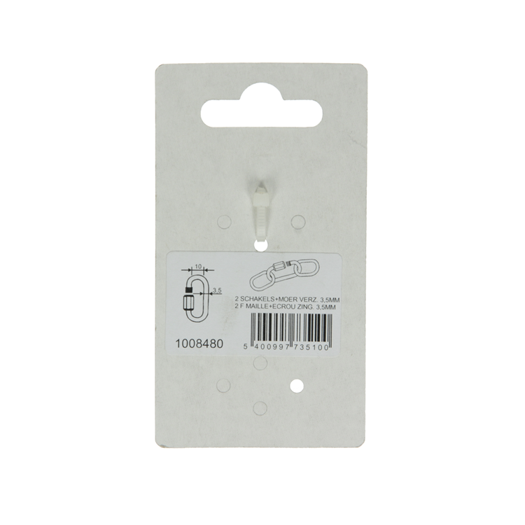Mack 1008480 - 2 leere Glieder + Mutter 3,5 mm verzinkt | 10 Stück
