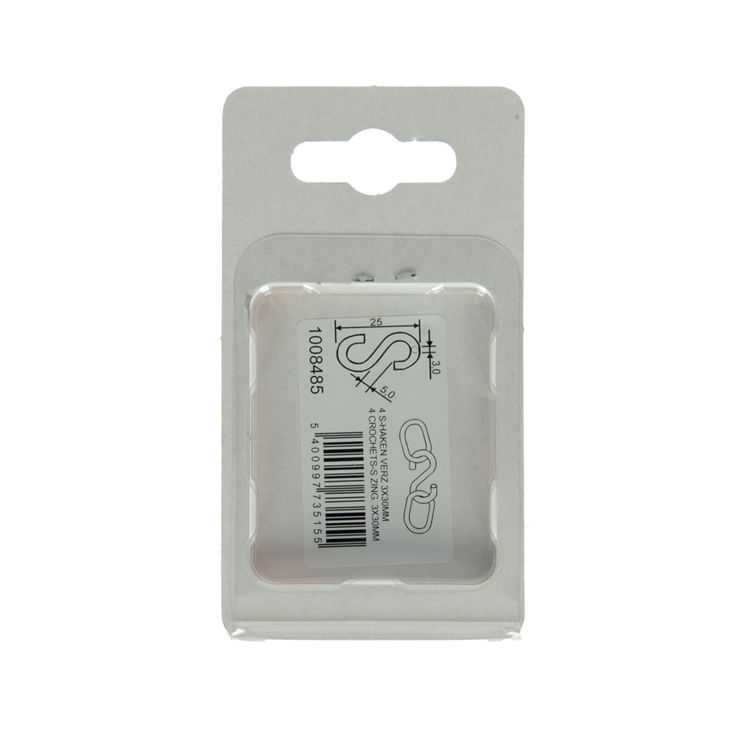 Mack 1008485 - 4 offene S-Haken 3,0x30mm verzinkt | 10 Stück