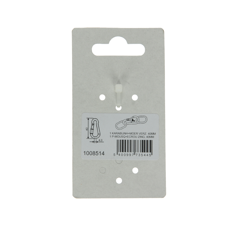 Mack 1008514 – 1 Karabiner + Verschlussband. 4 x 40 mm verzinkt | 10 Stück