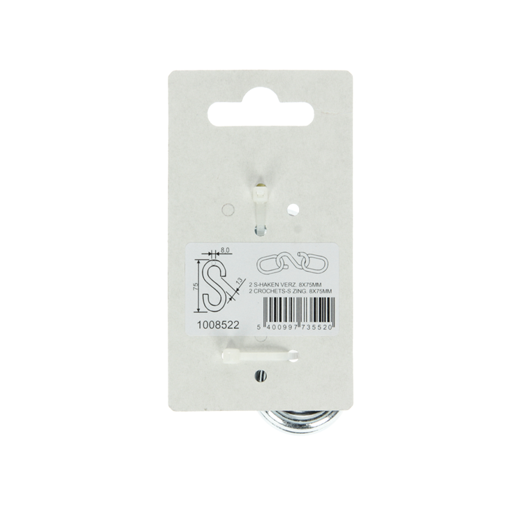 Mack 1008522 - 2 offene S-Haken 8,0 x 75 mm verzinkt | 10 Stück