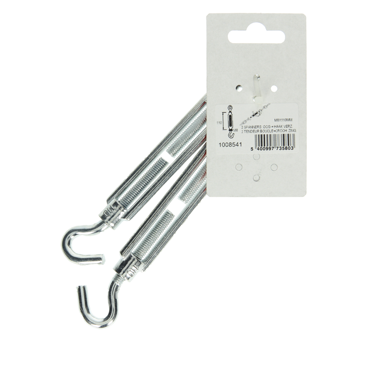 Mack 1008541 - 2 Spannösen + Haken M8 x 110 mm verzinkt | 10 Stück