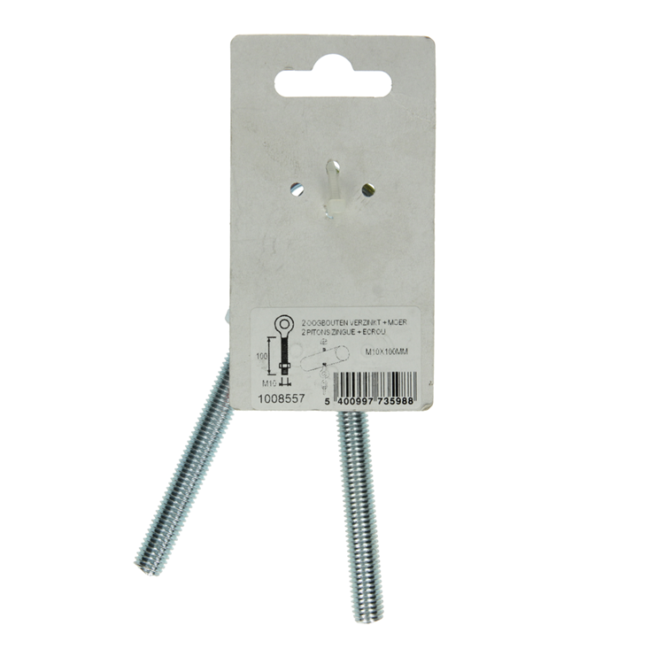 Mack 1008557 - 2 Ringschrauben + Mutter M10 x 100 mm verzinkt | 10 Stück
