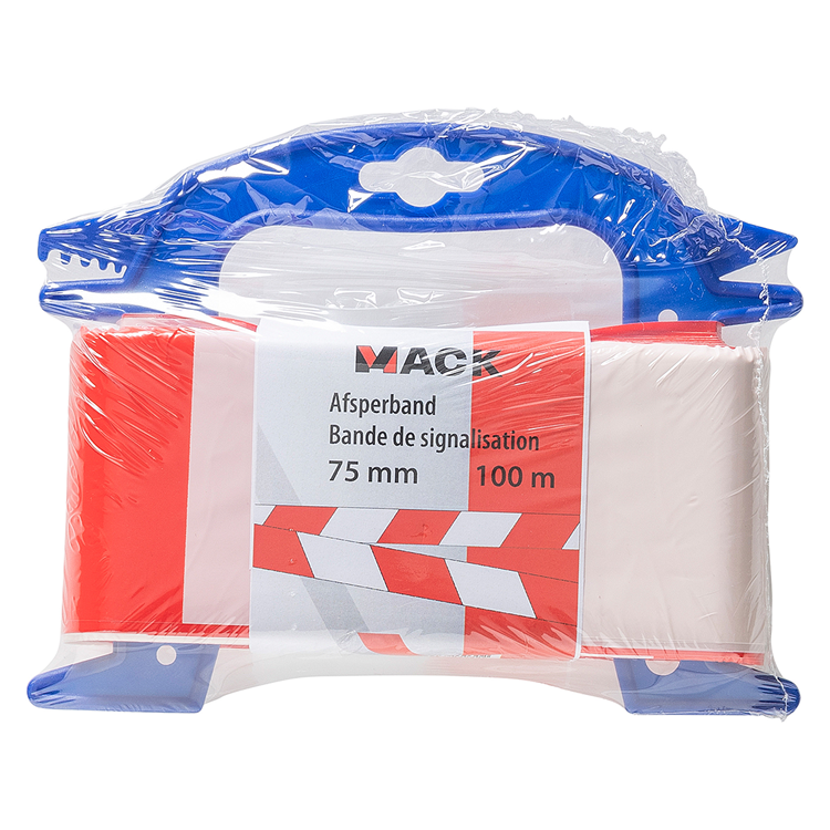 Mack 1014099 – Absperrband rot weiß Rolle 75 mm x 100 m 35 Mikron | 5 Stück