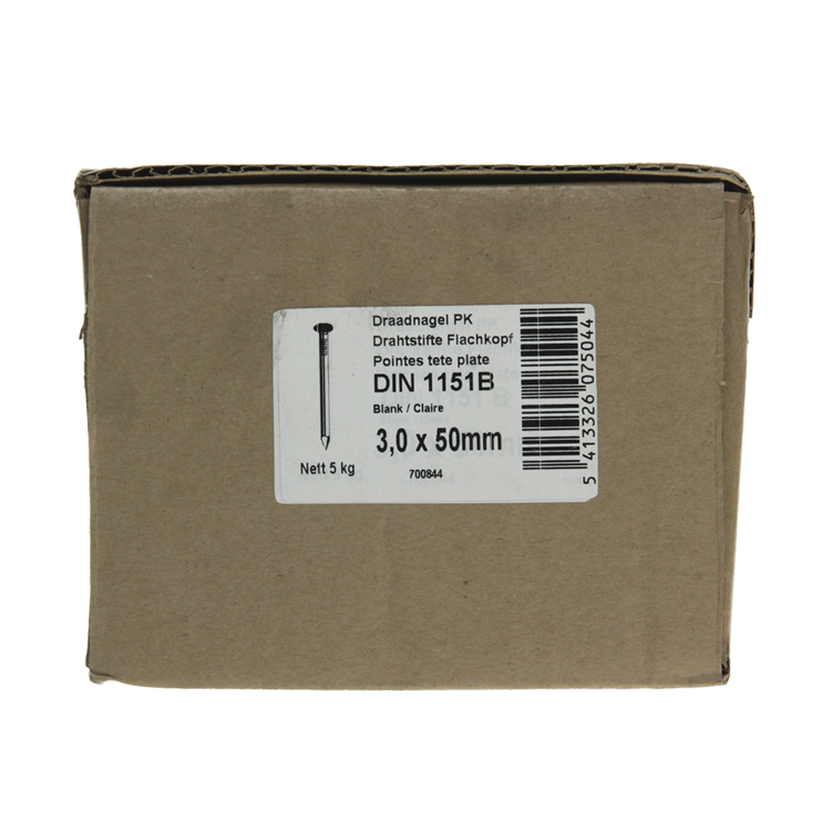 1015643 - Karton 5 kg. Nägel Flachkopf 3,0x50 mm | 2 Stk