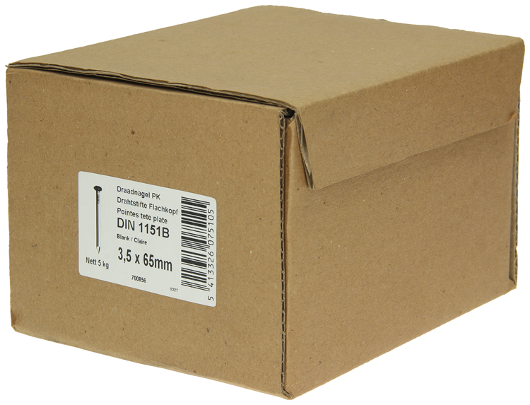 1015648 - Karton 5 kg. Nägel Flachkopf 3,5x65 mm | 2 Stk