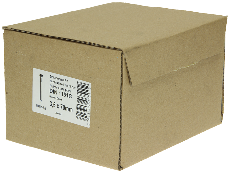 1015649 - Karton 5 kg. Nägel Flachkopf 3,5x70 mm | 2 Stk