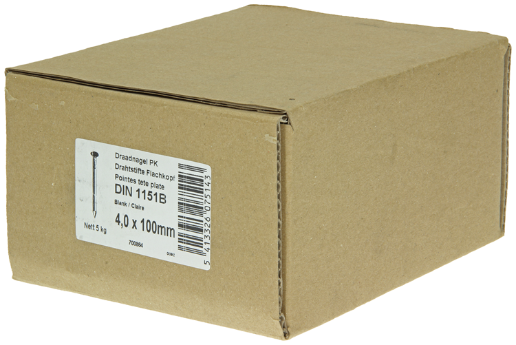 1015652 - Karton 5 kg. Nägel Flachkopf 4,0x100 mm | 2 Stk