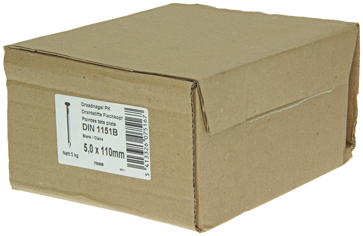 1015654 - Karton 5 kg. Nägel Flachkopf 5,0x110 mm | 2 Stk