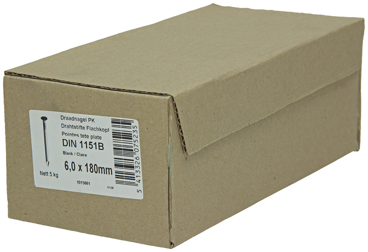 1015661 - Karton 5 kg. Nägel Flachkopf 6,0x180 mm | 2 Stk