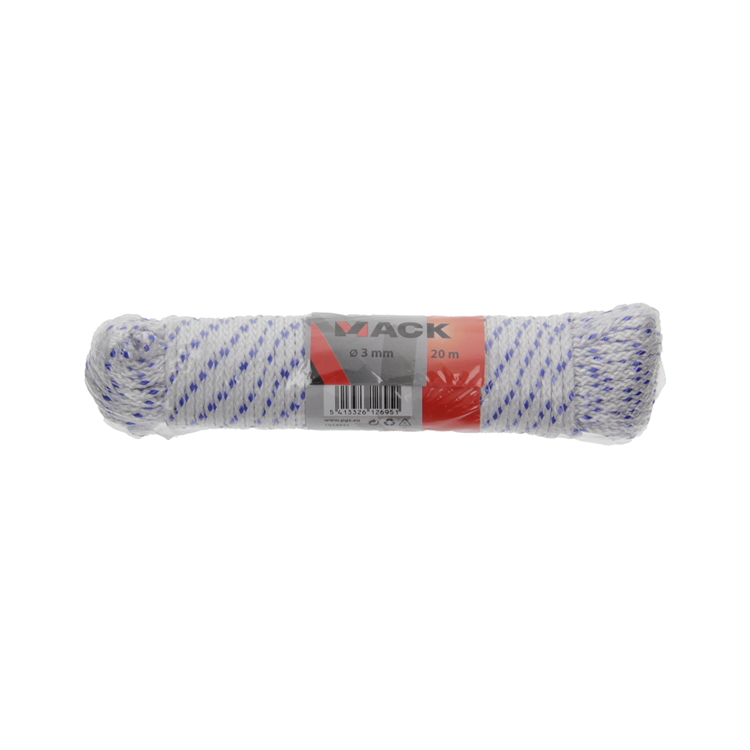 Mack 1014931 - PP-Geflecht, weiß, blau, 3 mm, 20 m | 5 Stück