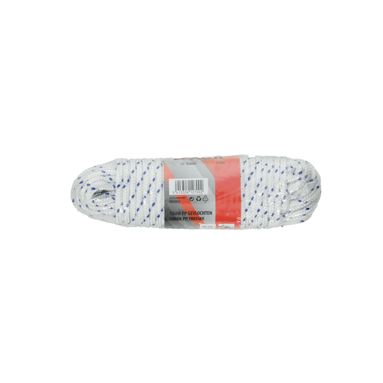 Mack 1014932 – PP-Geflecht, weiß, blau, Litze, 5 mm, 20 m | 5 Stück