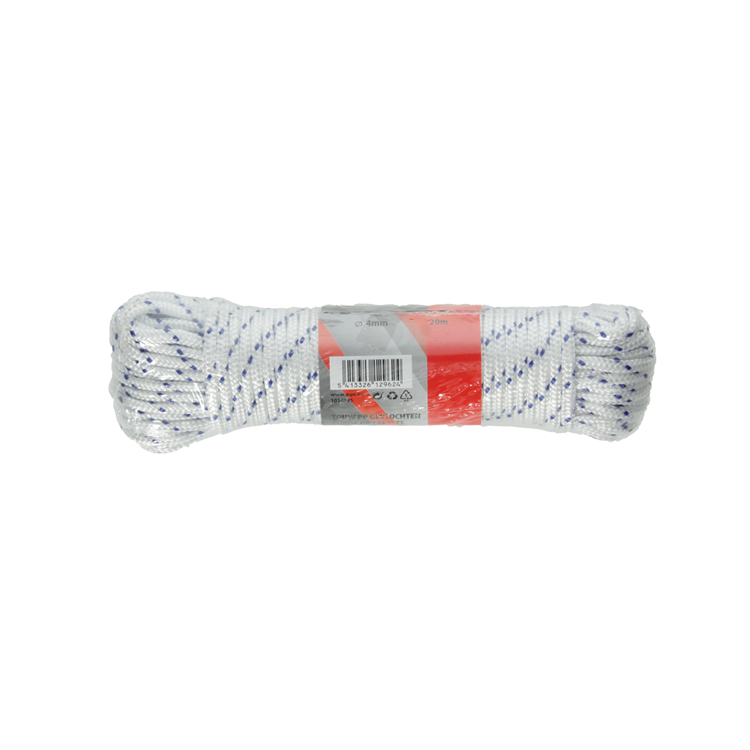Mack 1014995 - PP-geflochtener weiß-blauer Strang 4 mm 20 m | 5 Stück