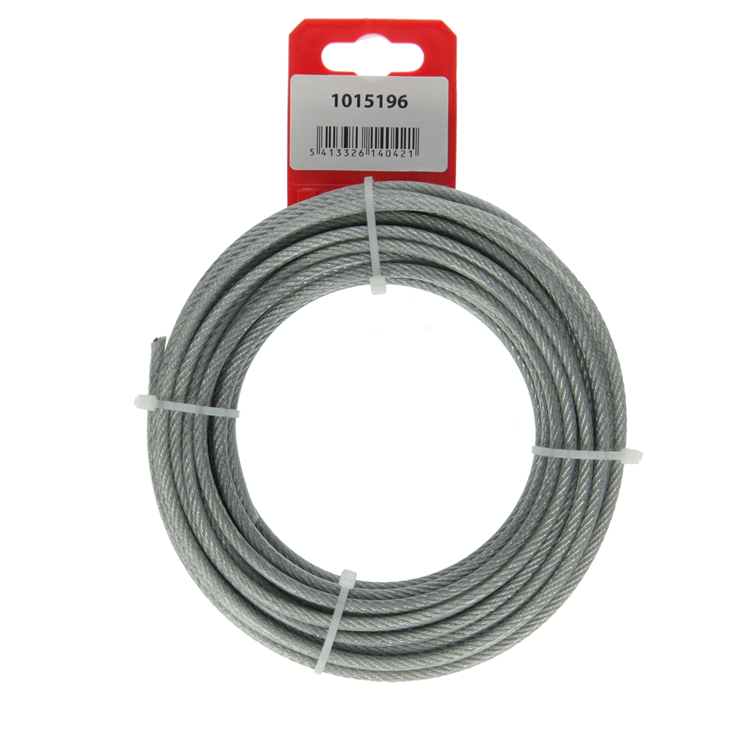 Mack 1015196 - Stahlkabel PVC-Mantel 6x7 10m 3-4mm Tragfähigkeit 100kg DIN EN12385-4 | 5 Stück
