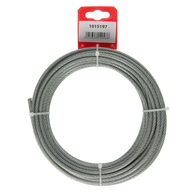 Mack 1015197 - Stahlseil PVC-Mantel 6x7 10m 4-5mm Tragfähigkeit 170kg DIN EN12385-4 | 5 Stück