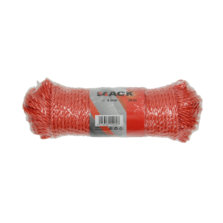 Mack 1013963 - PP gedrehter orangefarbener Strang 4 mm 30 m | 5 Stück