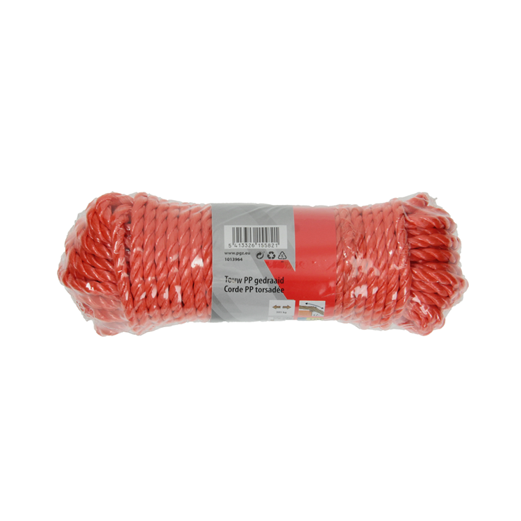 Mack 1013964 - PP gedrehter orangefarbener Strang 6 mm 15 m | 5 Stück