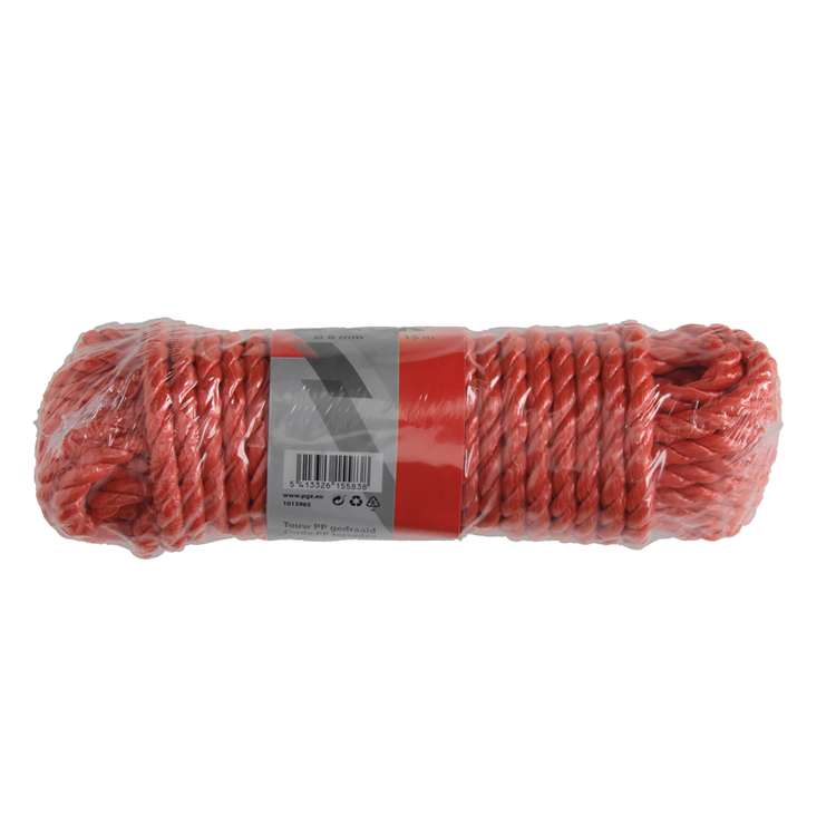 Mack 1013965 - PP gedrehter orangefarbener Strang 8 mm 15 m | 5 Stück