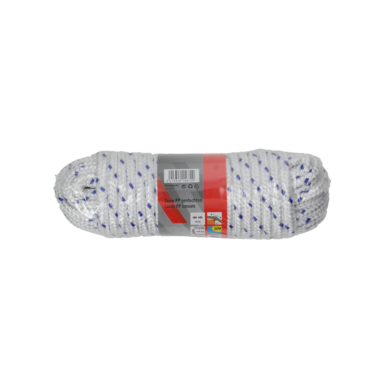 Mack 1013977 - PP-Geflecht, weiß, blau, 8 mm, 15 m | 5 Stück