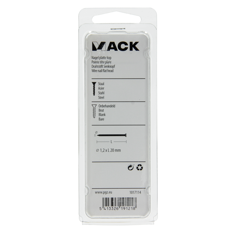 Mack 1017114 - Flachkopfnagel 90 gr 1,2 x 20 mm | 5 Stück