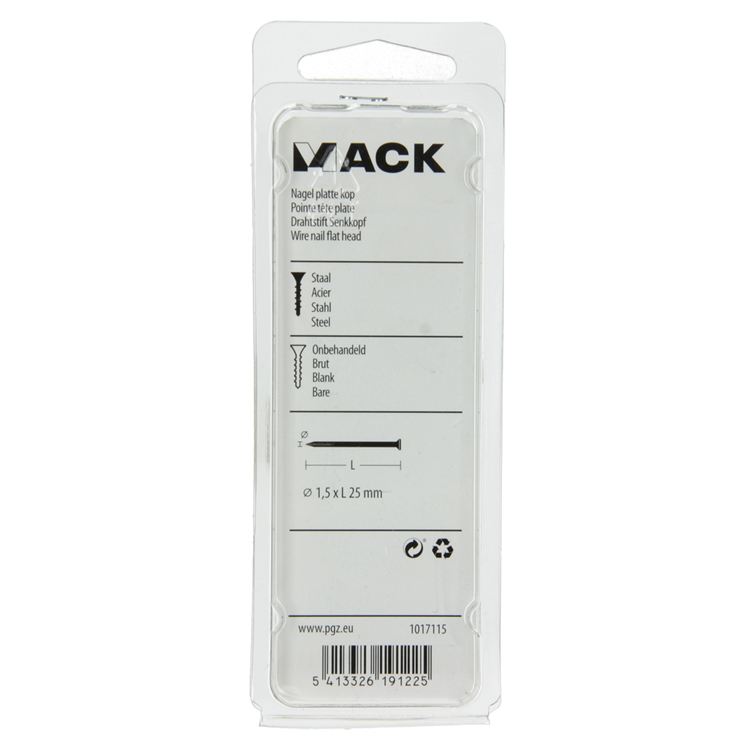 Mack 1017115 - Flachkopfnagel 100 gr 1,5 x 25 mm | 5 Stück
