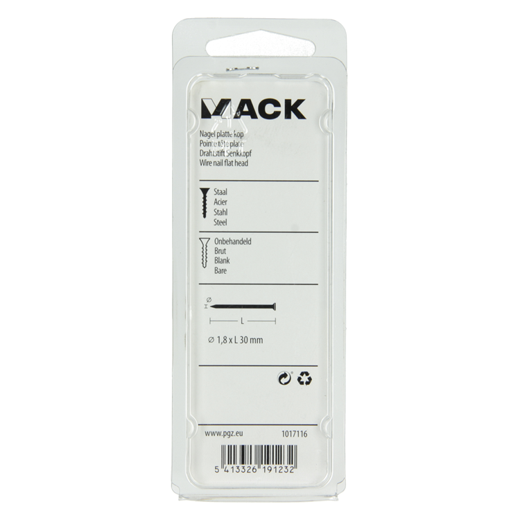 Mack 1017116 - Flachkopfnagel 100 gr 1,8 x 30 mm | 5 Stück