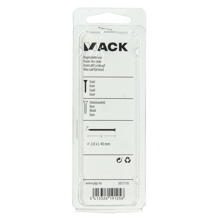 Mack 1017118 - Flachkopfnagel 100 gr 2,0 x 40 mm | 5 Stück