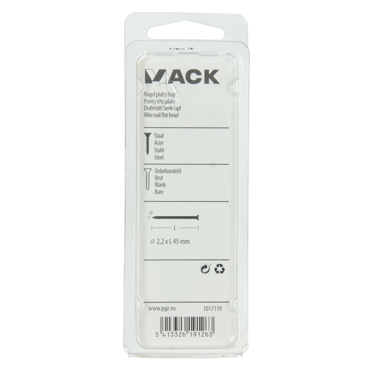 Mack 1017119 - Flachkopfnagel 100 gr 2,2 x 45 mm | 5 Stück