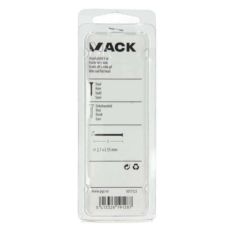 Mack 1017121 - Flachkopfnagel 120 gr 2,7 x 55 mm | 5 Stück