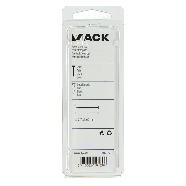 Mack 1017122 - Flachkopfnagel 120 gr 2,7 x 60 mm | 5 Stück