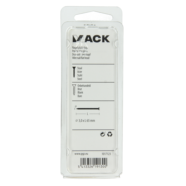 Mack 1017123 - Flachkopfnagel 130 gr 3,0 x 65 mm | 5 Stück