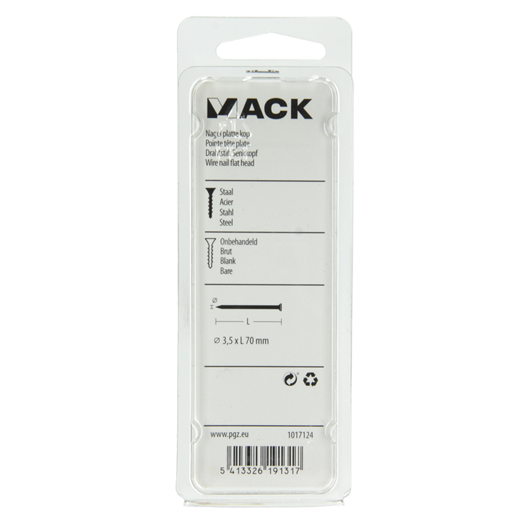 Mack 1017124 - Flachkopfnagel 150 gr 3,5 x 70 mm | 5 Stück