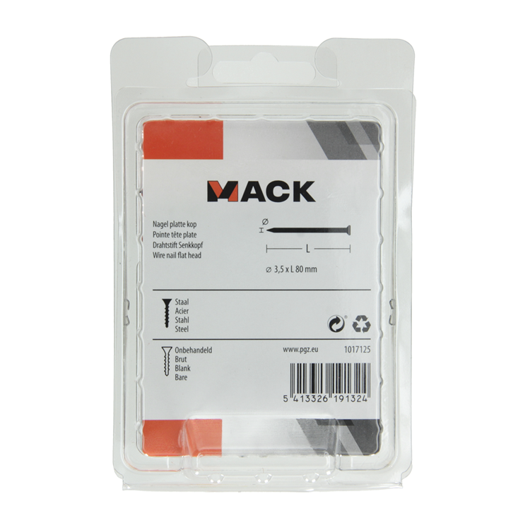 Mack 1017125 - Flachkopfnagel 180 gr 3,5 x 80 mm | 5 Stück