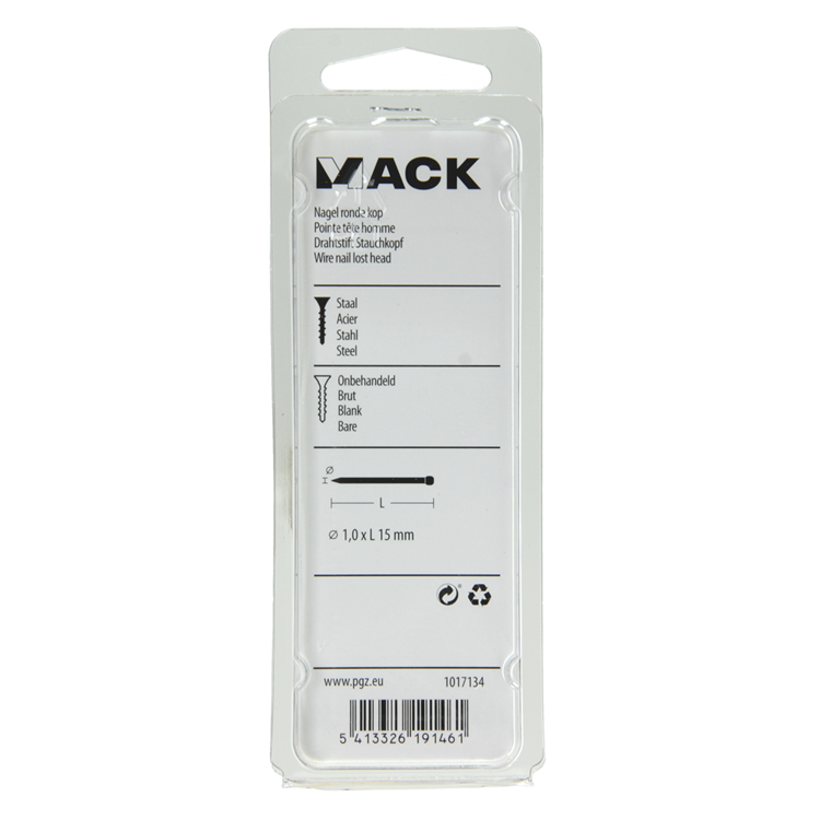 Mack 1017134 - Nagel runder Kopf 90 gr 1,0 x 15 mm | 5 Stück