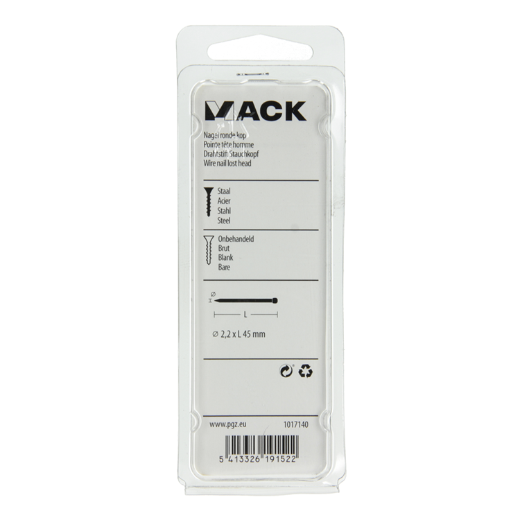 Mack 1017140 - Nagel runder Kopf 120 gr 2,2 x 45 mm | 5 Stück